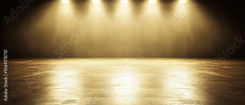 Golden Stage Spotlight Background Studio Empty Floor