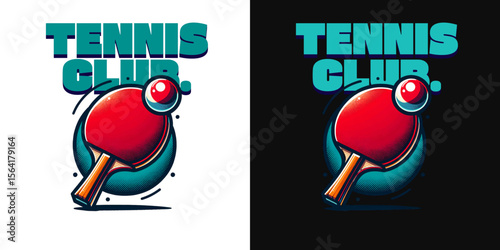 Tennis Club Logo: Table tennis paddle and ball design for a tennis club, available in both light and dark variations.  