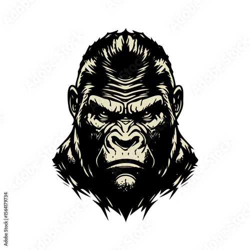 Powerful Gorilla Head Illustration for Graphic Design