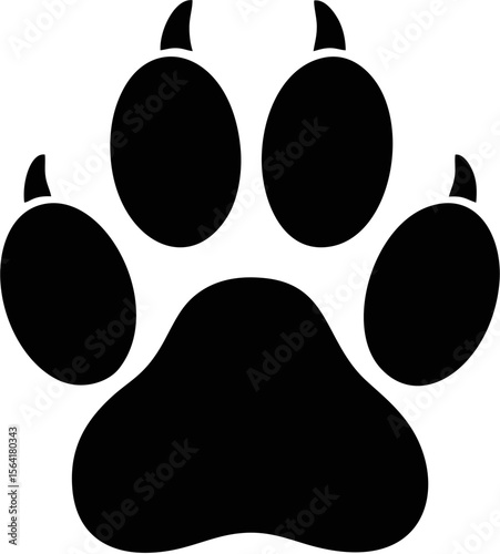 Dog Paw Print Silhouette – Black Vector for Pets, Animals, and Tracks