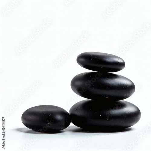 Zen black massage stones stacked in balance