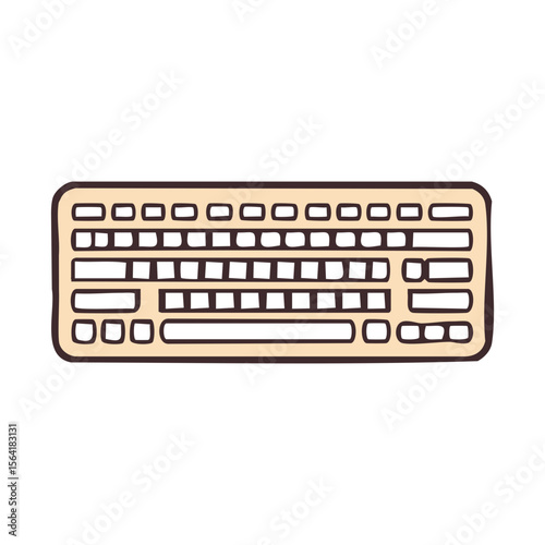 A simple illustration of a keyboard with a light tan outline. A simple digital illustration