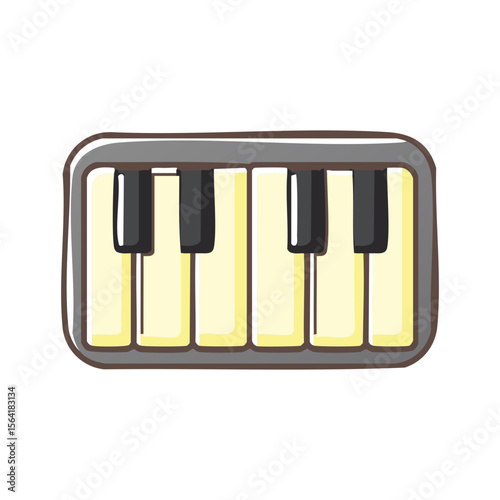 Illustration of a miniature piano keys