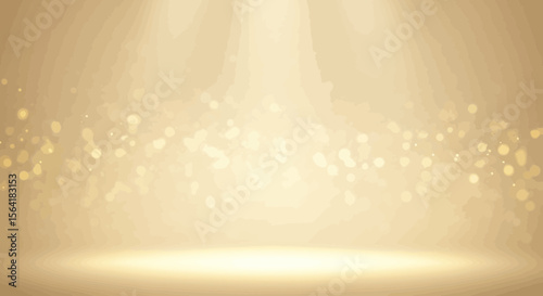 Elegant golden stage background with spotlight and bokeh effect, perfect for presentation