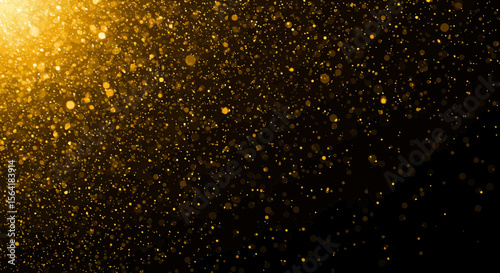 Golden glimmer abstract background with sparkling dust and light illumination