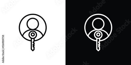 Authentication icons in line style. Editable black and white strokes
