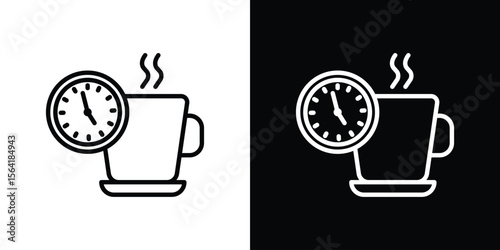 Break icons in line style. Editable black and white strokes