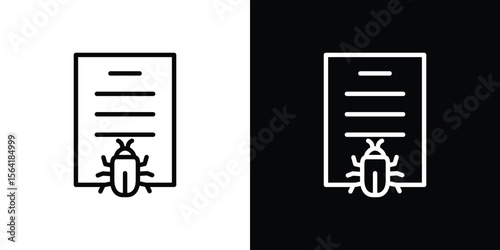 Bug report icons in line style. Editable black and white strokes