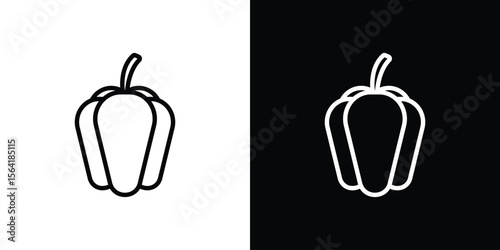 Capsicum icons in line style. Editable black and white strokes