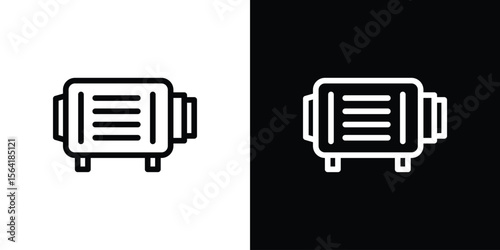 Car alternator icons in line style. Editable black and white strokes