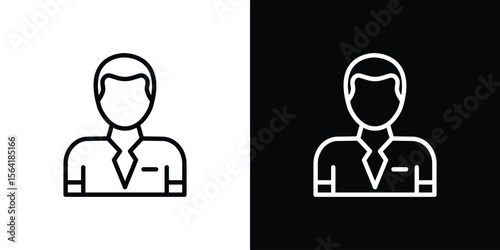 Cashier icons in line style. Editable black and white strokes