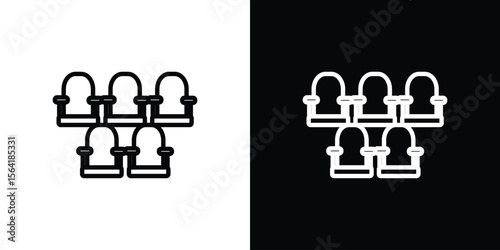 Cinema seat icons in line style. Editable black and white strokes