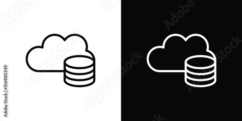 Cloud server icons in line style. Editable black and white strokes