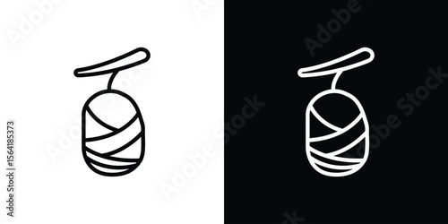 Cocoon icons in line style. Editable black and white strokes