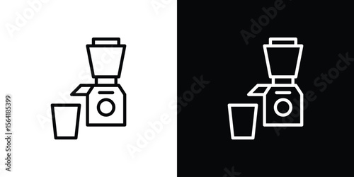 Cold pressed juicer icons in line style. Editable black and white strokes