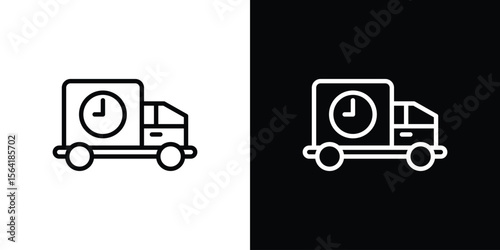 Delivery delay icons in line style. Editable black and white strokes