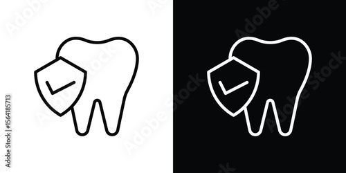 Dental insurance icons in line style. Editable black and white strokes