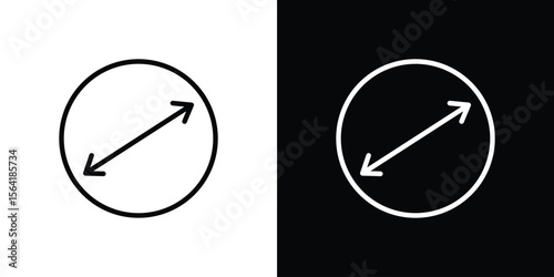 Diameter icons in line style. Editable black and white strokes