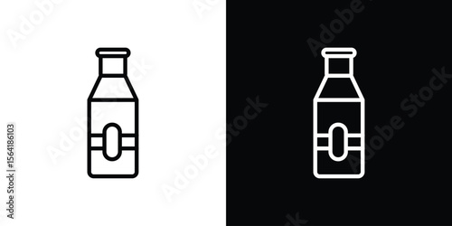Gin icons in line style. Editable black and white strokes