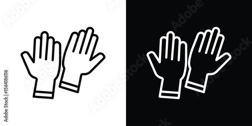 Gloves icons in line style. Editable black and white strokes