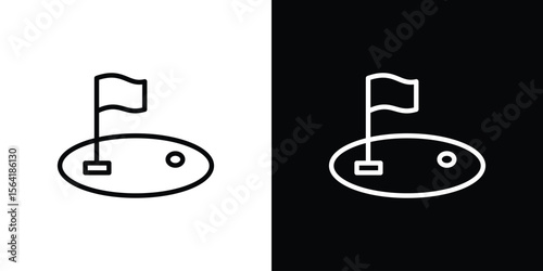 Golf yard icons in line style. Editable black and white strokes