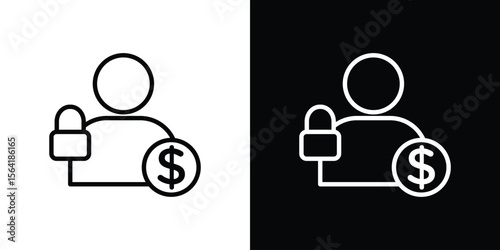 Guarantor icons in line style. Editable black and white strokes