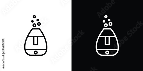 Humidifier icons in line style. Editable black and white strokes