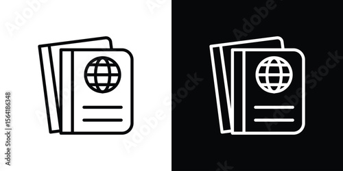 Immigration icons in line style. Editable black and white strokes