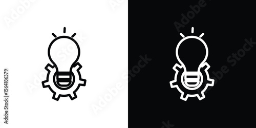Implementation icons in line style. Editable black and white strokes