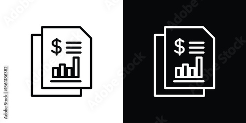Income statement icons in line style. Editable black and white strokes