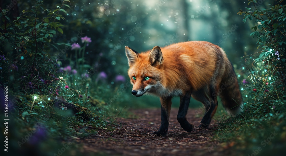 Obraz premium Enchanting Forest Fox with Luminescent Eyes