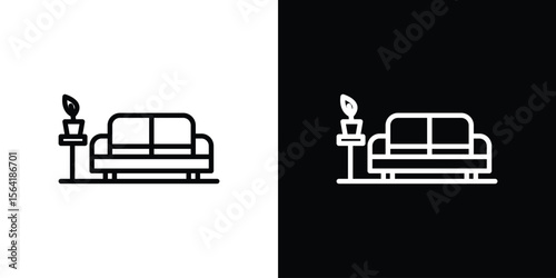 Lounge icons in line style. Editable black and white strokes