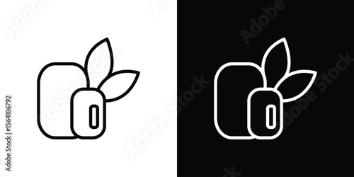 Mint gum icons in line style. Editable black and white strokes