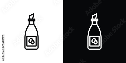 Olive oil icons in line style. Editable black and white strokes