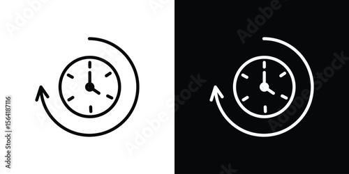Past icons in line style. Editable black and white strokes