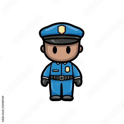 Cute flat vector police officer character designed in a simple and colorful style suitable for various creative projects