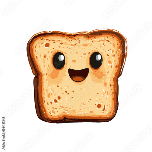Smiling toast icon showcases cheerful expression in a simple flat design suitable for various creative projects