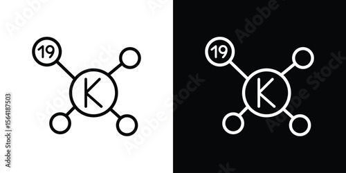 Potassium icons in line style. Editable black and white strokes