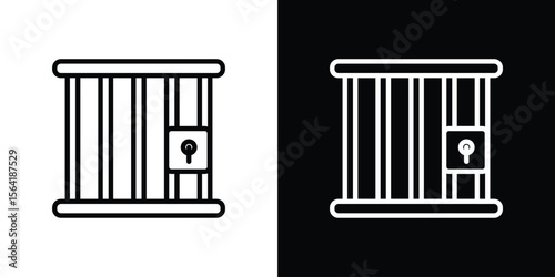 Prison icons in line style. Editable black and white strokes