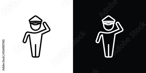 Salute icons in line style. Editable black and white strokes