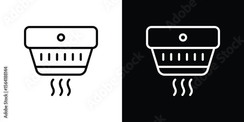 Smoke detector icons in line style. Editable black and white strokes