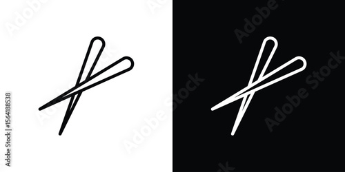 Toothpick icons in line style. Editable black and white strokes