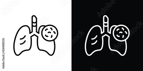 Tuberculosis TB icons in line style. Editable black and white strokes