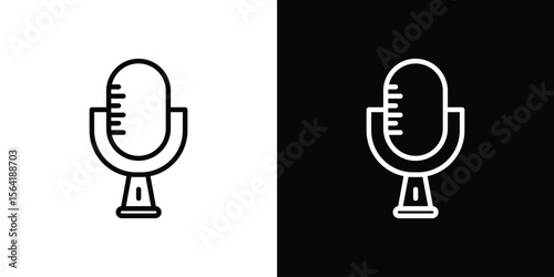 Voice recognition icons in line style. Editable black and white strokes