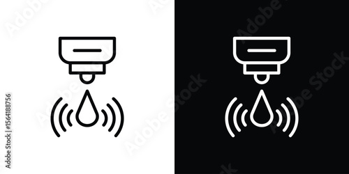 Water sensor icons in line style. Editable black and white strokes