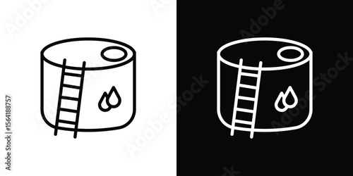 Water tank icons in line style. Editable black and white strokes