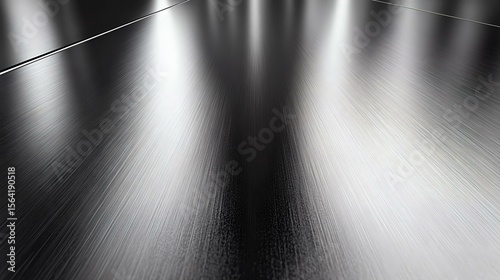 A sleek and modern close-up of a brushed metal surface with reflective light. Perfect for backgrounds and textures in design projects.