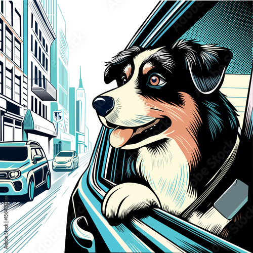 Dog looking out the Car Window