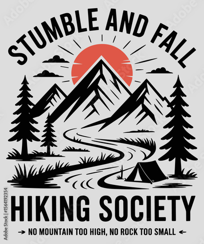 Stumble and fall Hiking society No mountain too high No Rock tot Small