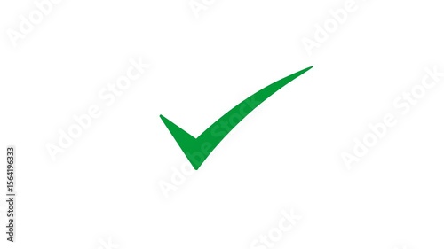 Green checkmark symbol indicating approval on white background, Green check mark, tick, yes, or OK symbol on no backround, with alpha channel